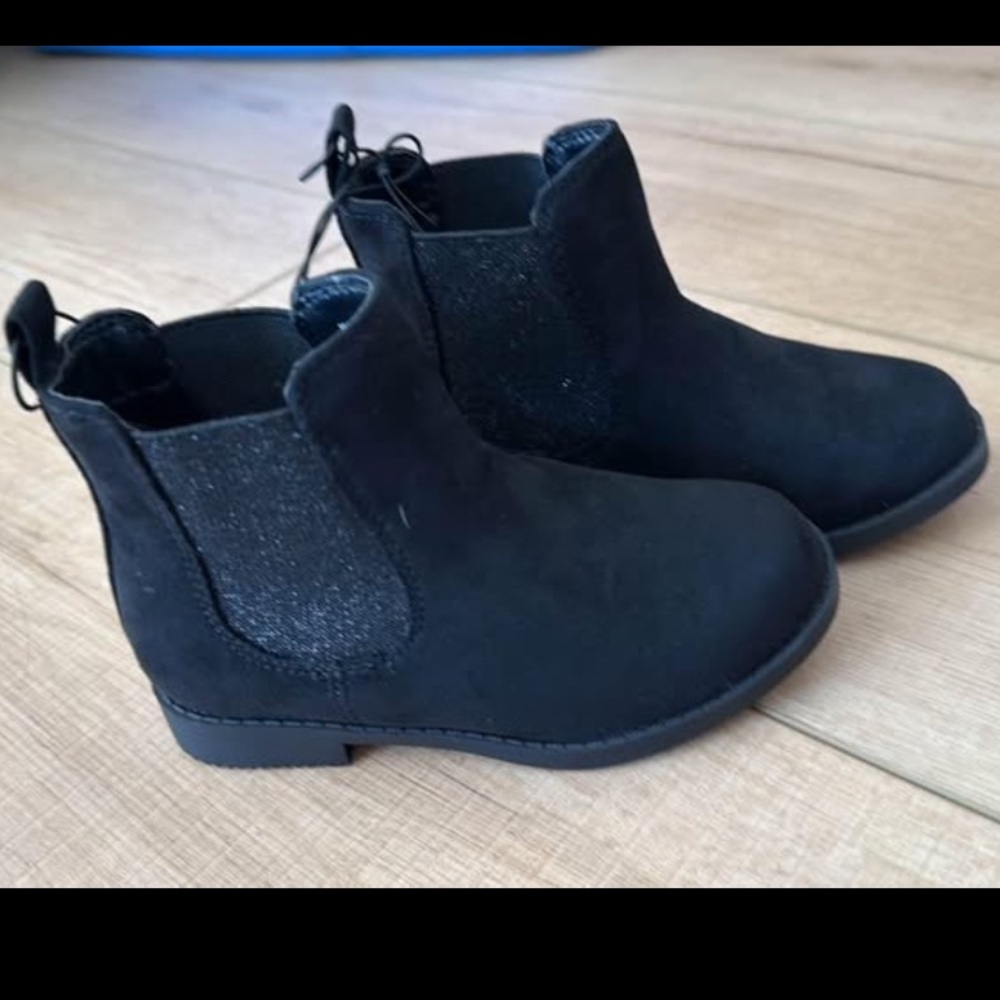 H&M Kids Black Glitter Ankle Boots Size 7 (New)